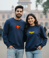Superman – Wonder Woman – Couple Oversized Sweatshirts (Set of 2) | Premium 400 GSM