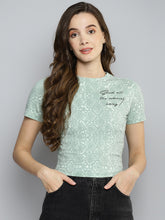 Women Green Print T-shirt
