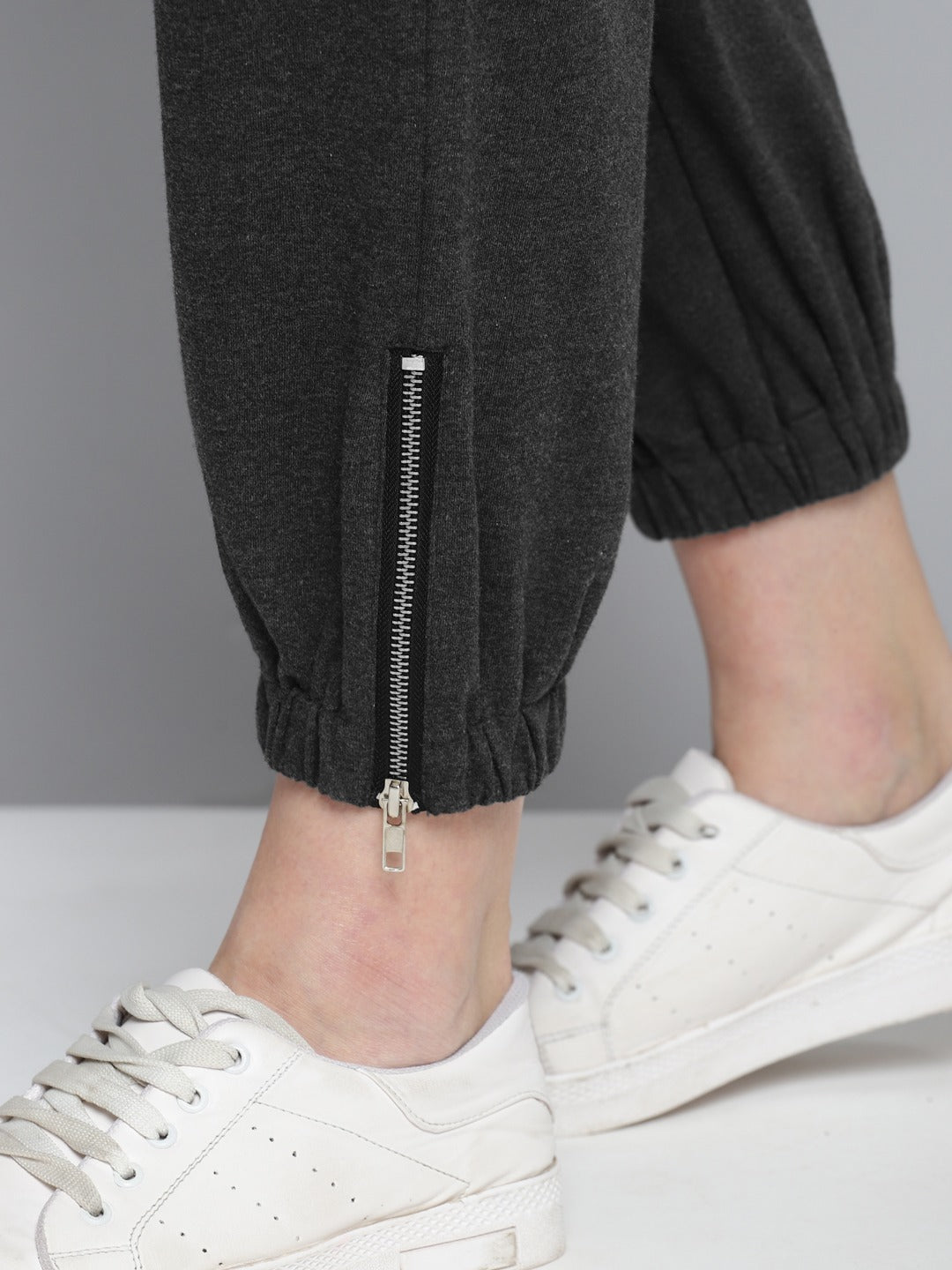 Women Dark Grey Track Pant With Zipper
