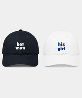 Her Man & His Girl – Embroidered Couple Caps Set of 2