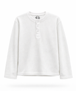 White Henley Waffle Knit Full Sleeve