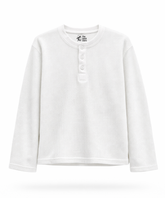 White Henley Waffle Knit Full Sleeve