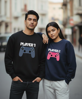 Player 1 – Player 2 – Couple Oversized Sweatshirts (Set of 2) | Premium 400 GSM