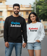 Calm Aadmi – Kaleshi Aurat – Couple Oversized Sweatshirts (Set of 2) | Premium 400 GSM