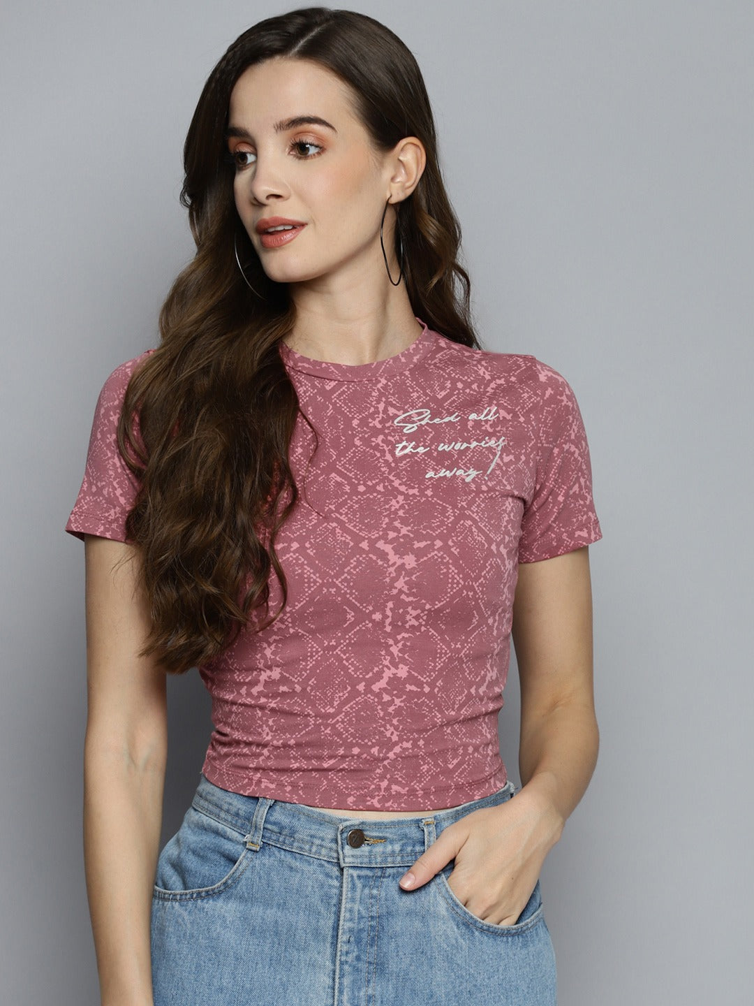 Women Pink Print T-shirt