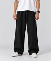 Black Boxy Fleece Sweatpants – 100% Cotton