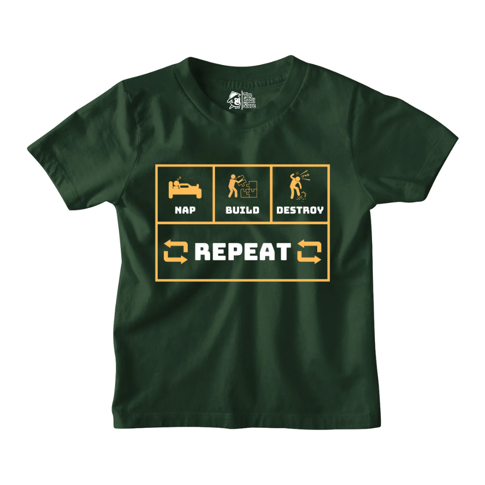 Nap Build Destroy Repeat Kids' T-Shirts for Nonstop Smiles!