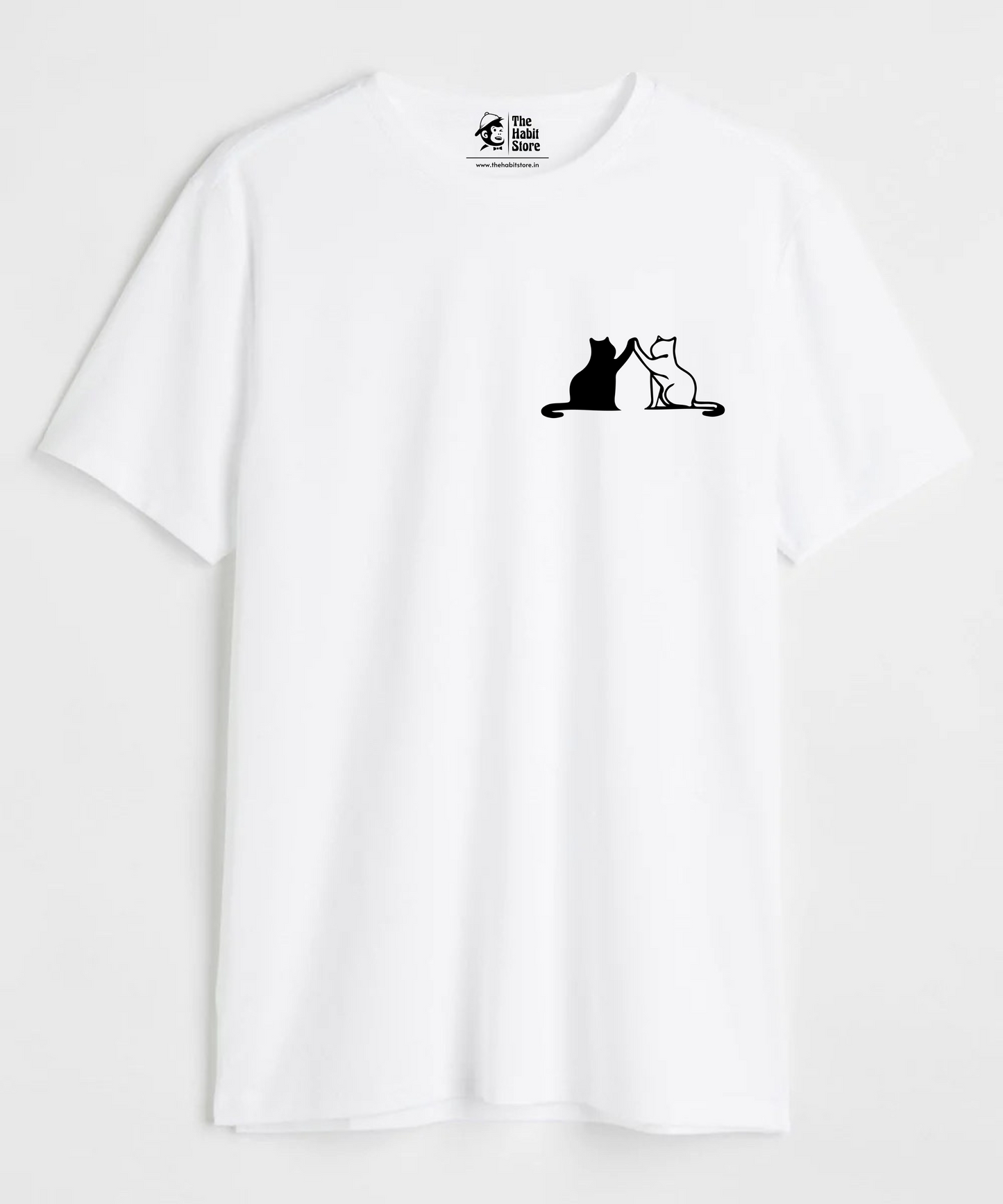 Cats High Five Unisex Round Neck Half Sleeve