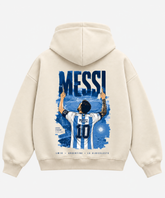 Messi Argentina – Cream Boxy Hoodie – 100% Cotton Fleece
