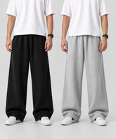 Black & Grey Boxy Sweatpants (Set of 2) | 100% Cotton Fleece