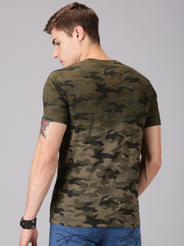 Dip Dye Round Neck Olive T-shirt