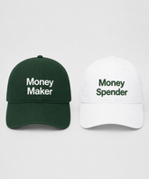 Money Maker & Money Spender – Embroidered Couple Caps Set of 2