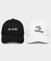 In Sync & Out of Control – Embroidered Couple Caps Set of 2