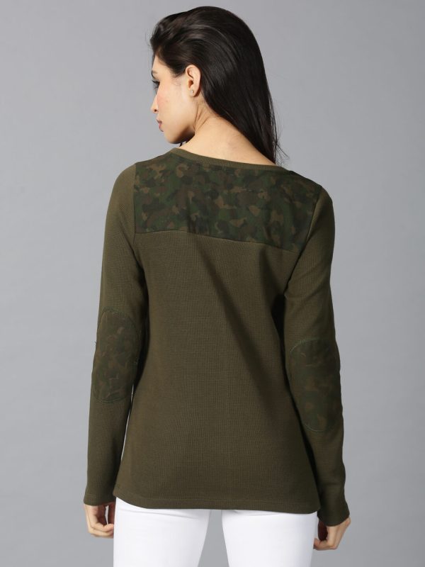 Printed Round Neck Green T-shirt