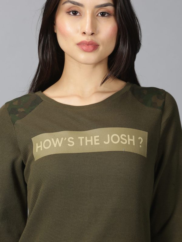 Printed Round Neck Green T-shirt