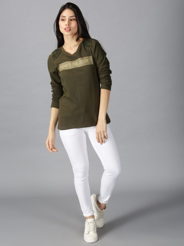 Printed Round Neck Green T-shirt