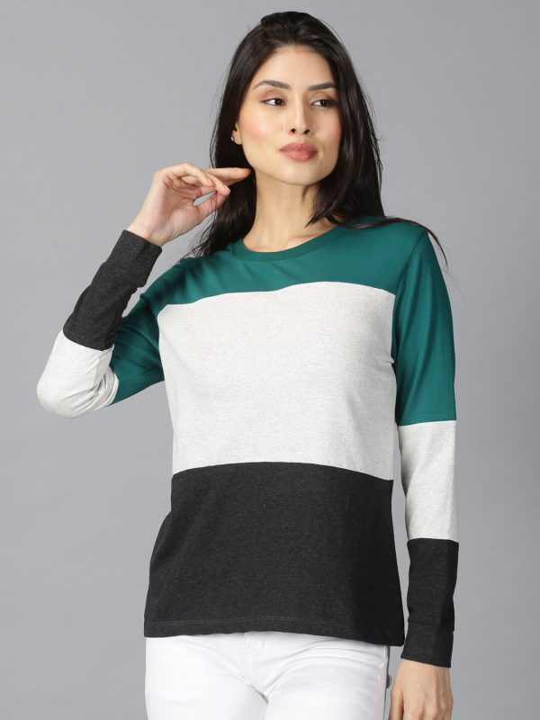 Color block Round Neck MultiColor T-Shirt