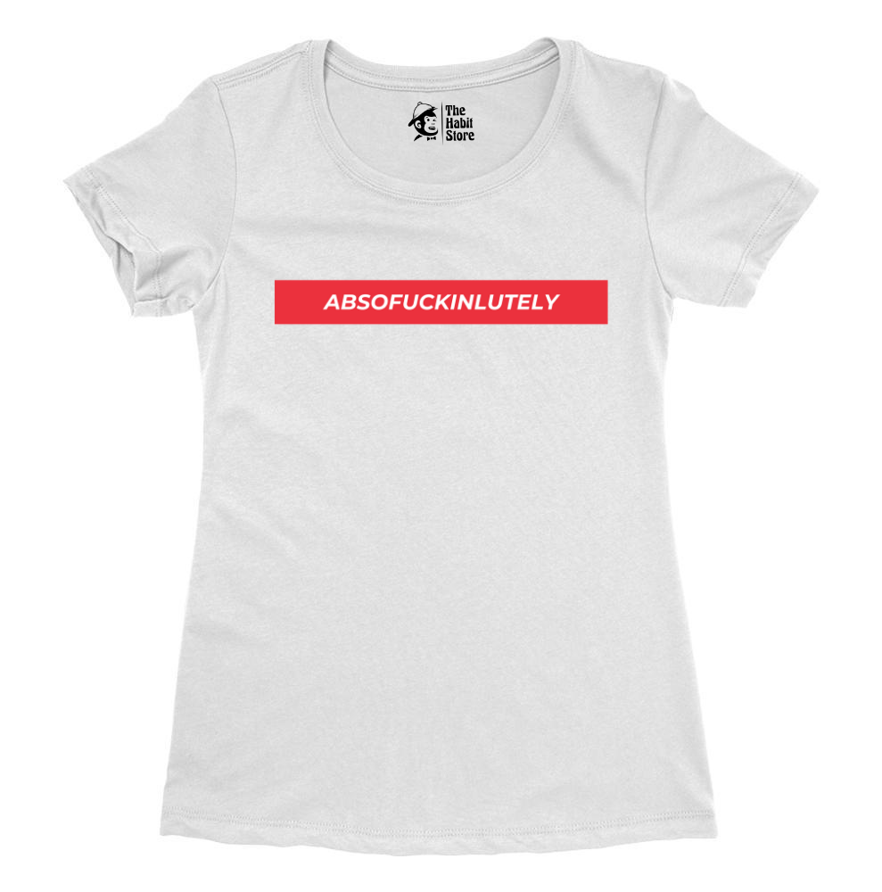 Absofuckinlutely Women's White Round Neck Half Sleeve