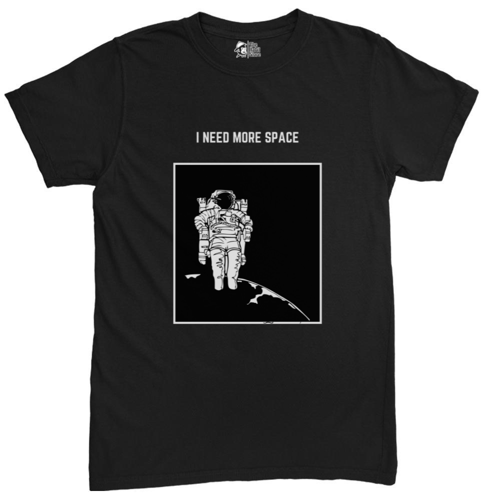 I Need More Space Black Unisex Round Neck Half Sleeve
