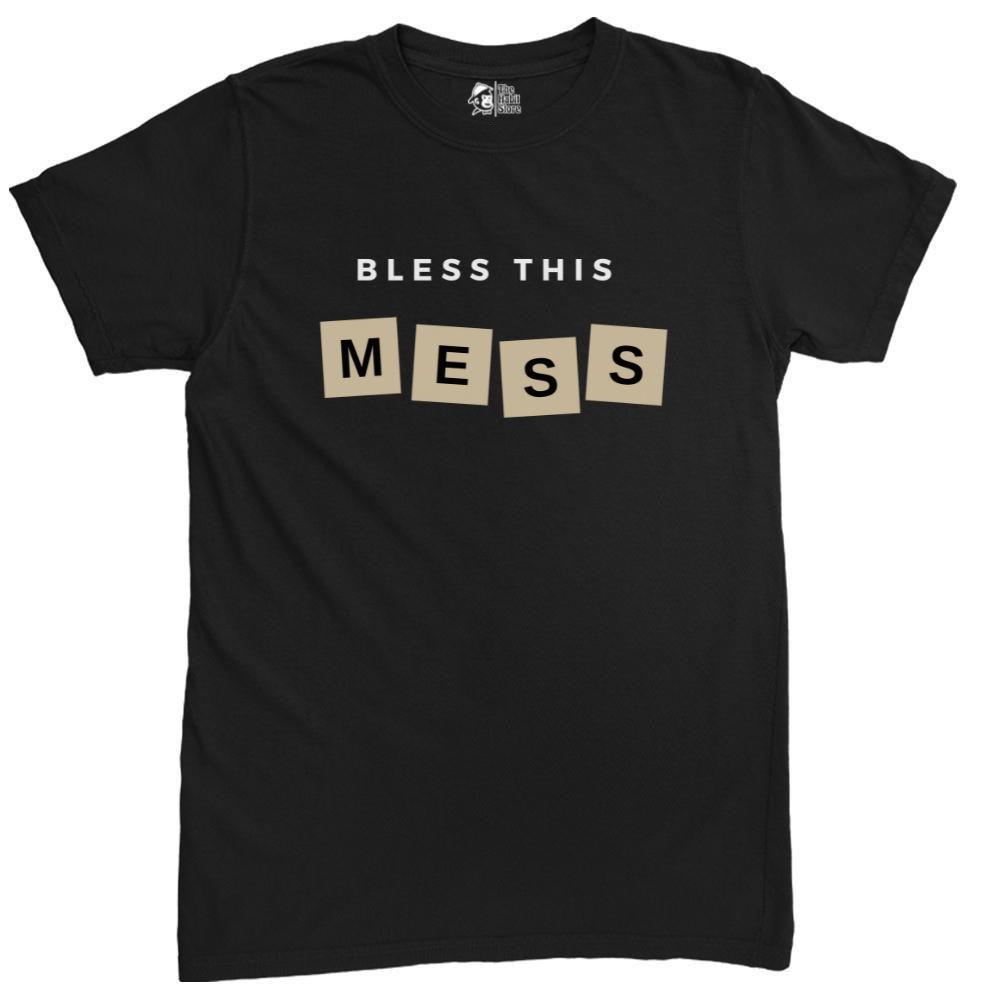 Bless This Mess Black Unisex Round Neck Half Sleeve