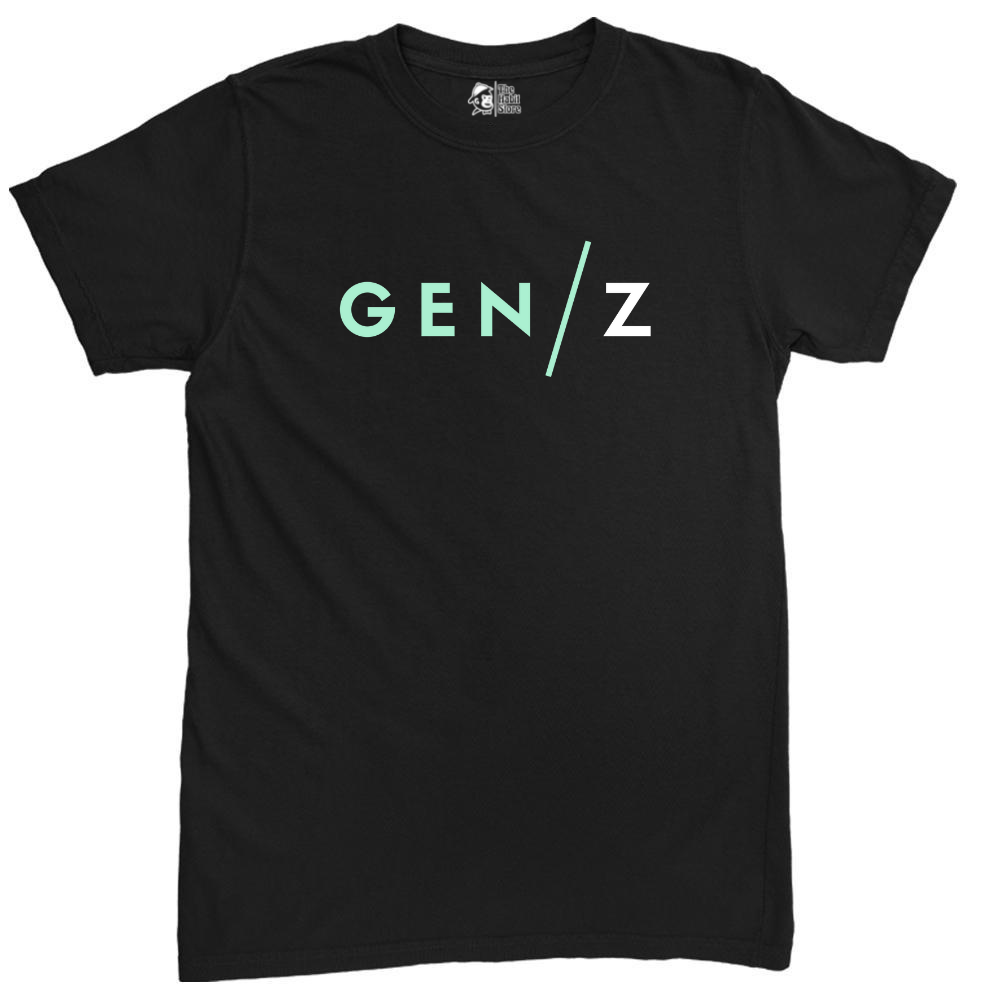Gen/Z Black Unisex Round Neck Half Sleeve