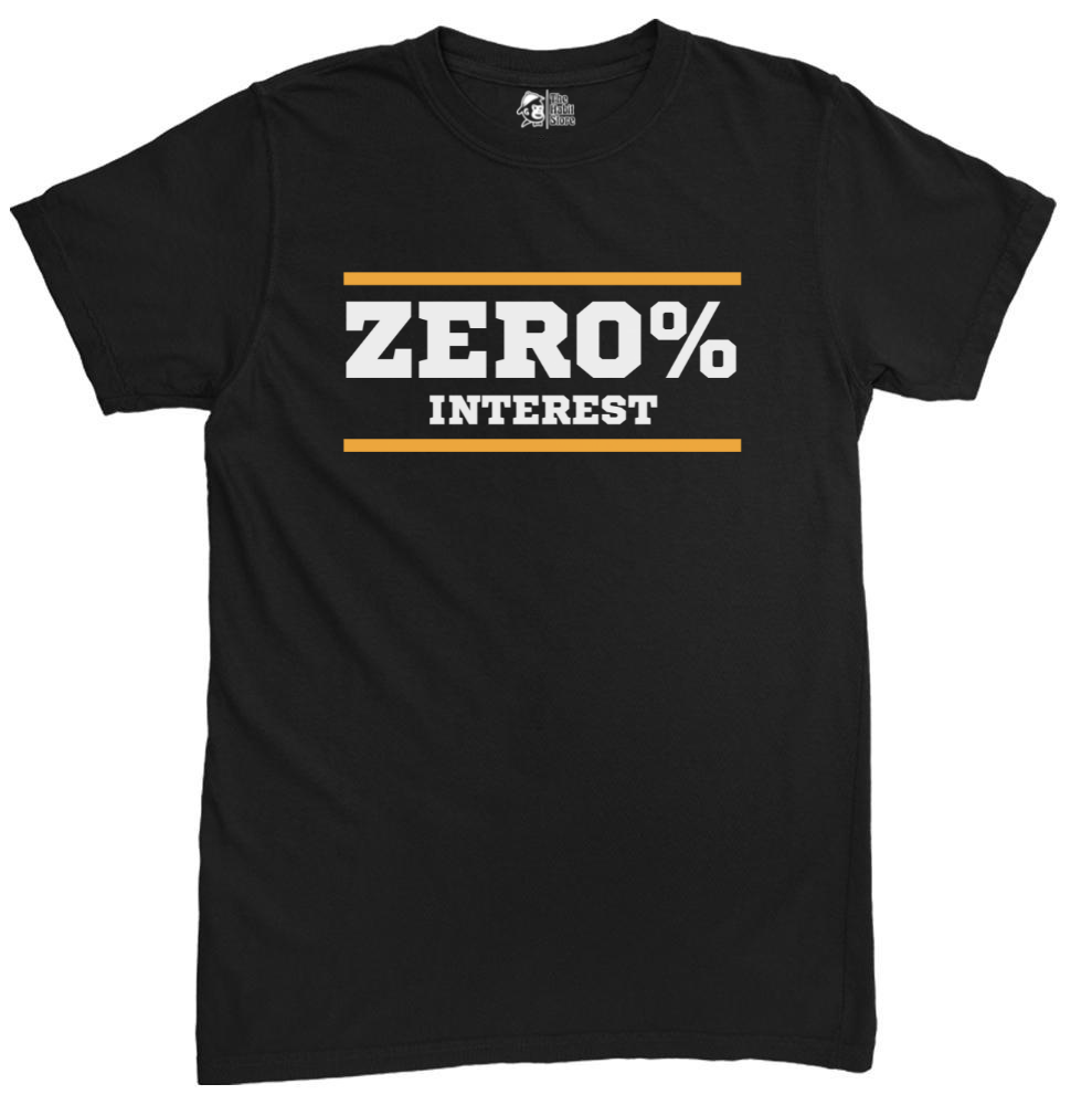 Zero % Interest Black Unisex Round Neck Half Sleeve