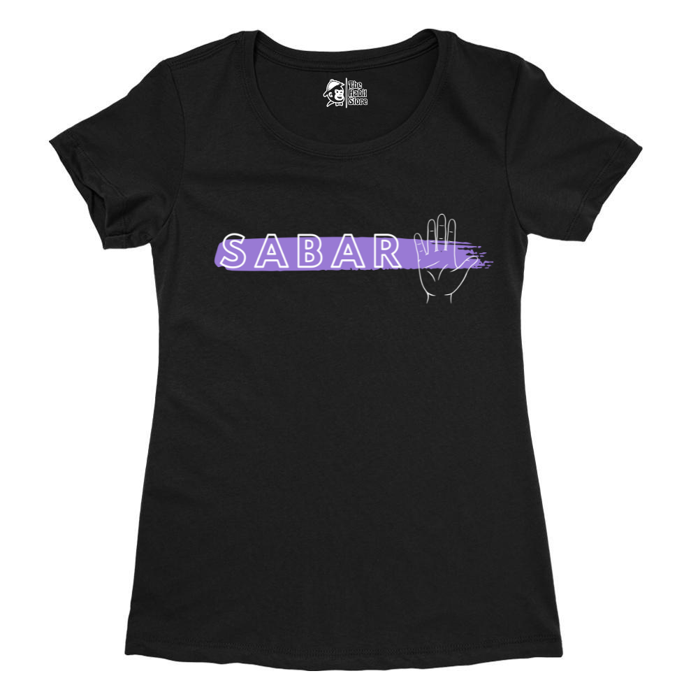 Sabar Women's Black Round Neck Half Sleeve