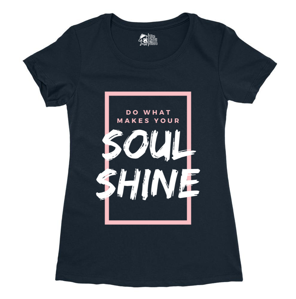 Do What Makes Your Soul Shine Navy Blue Women's Round Neck Half Sleeve