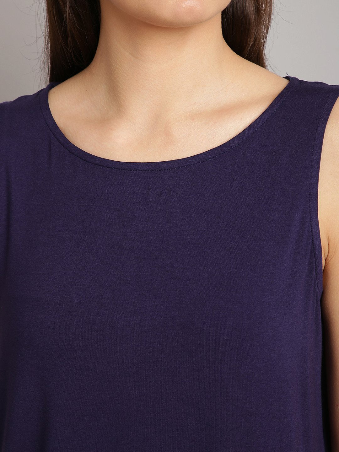 Sleeveless Casual Dark Blue Top