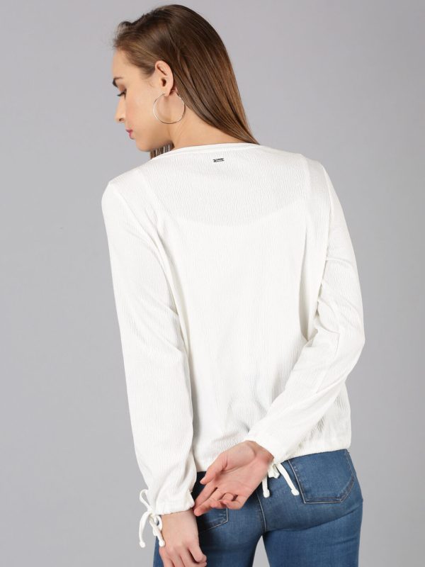 Casual Full Sleeve Solid White Top