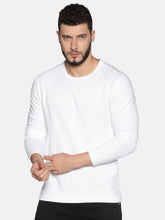 Men Solid White Cotton Crew Neck Pullover Sweatshirt