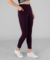 Women Solid Wine Leggings