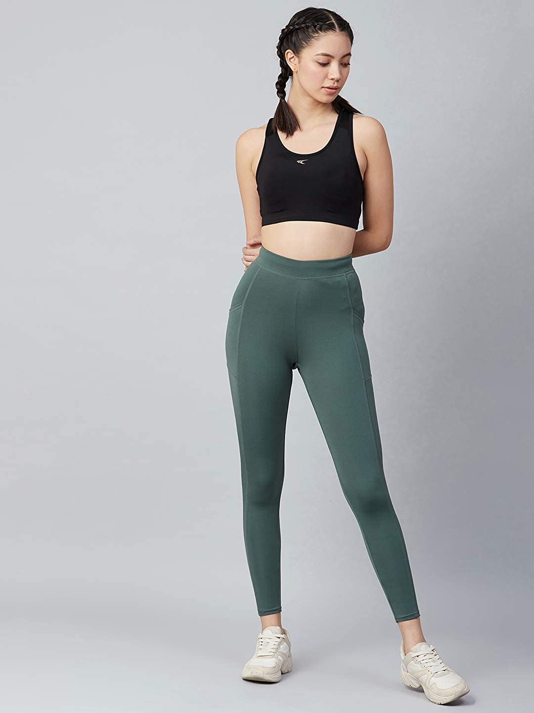Women Solid Bottle Green Leggings