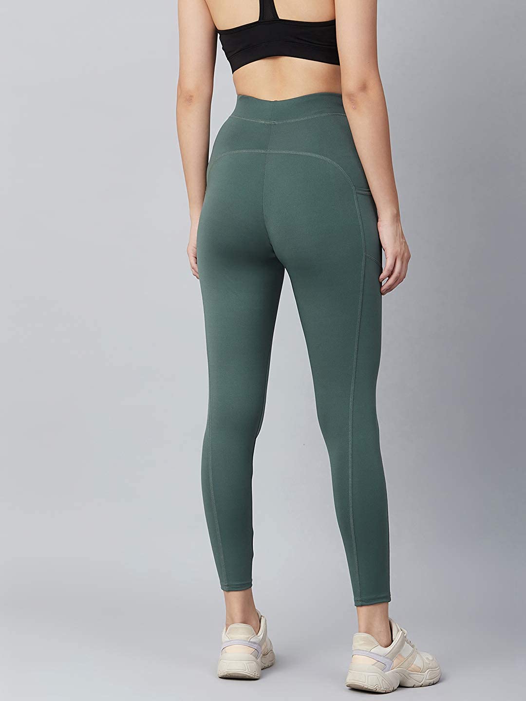 Women Solid Bottle Green Leggings
