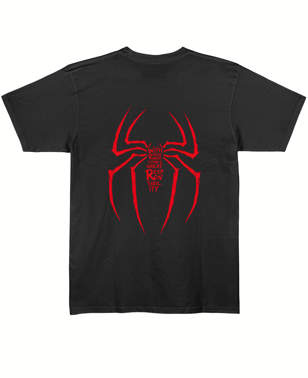Great Power, Great Responsibility Spider Man – Couple Regular Fit T-shirt - Black Back