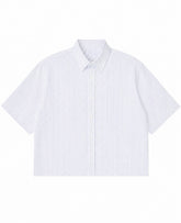 Blue Striped Oxford Boxy Shirt Front Design