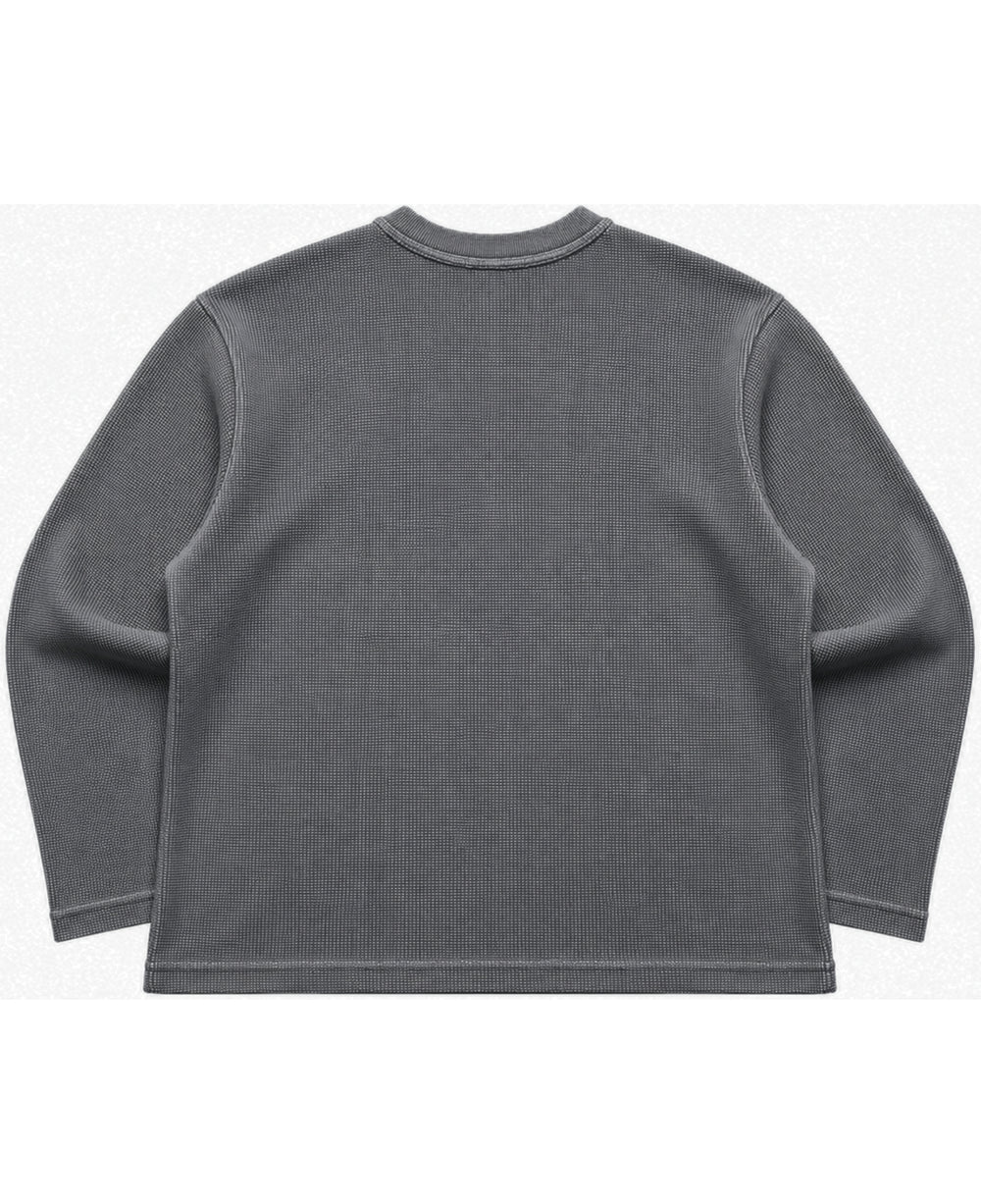 Acidwash waffle knit oversized full-sleeve Back Design