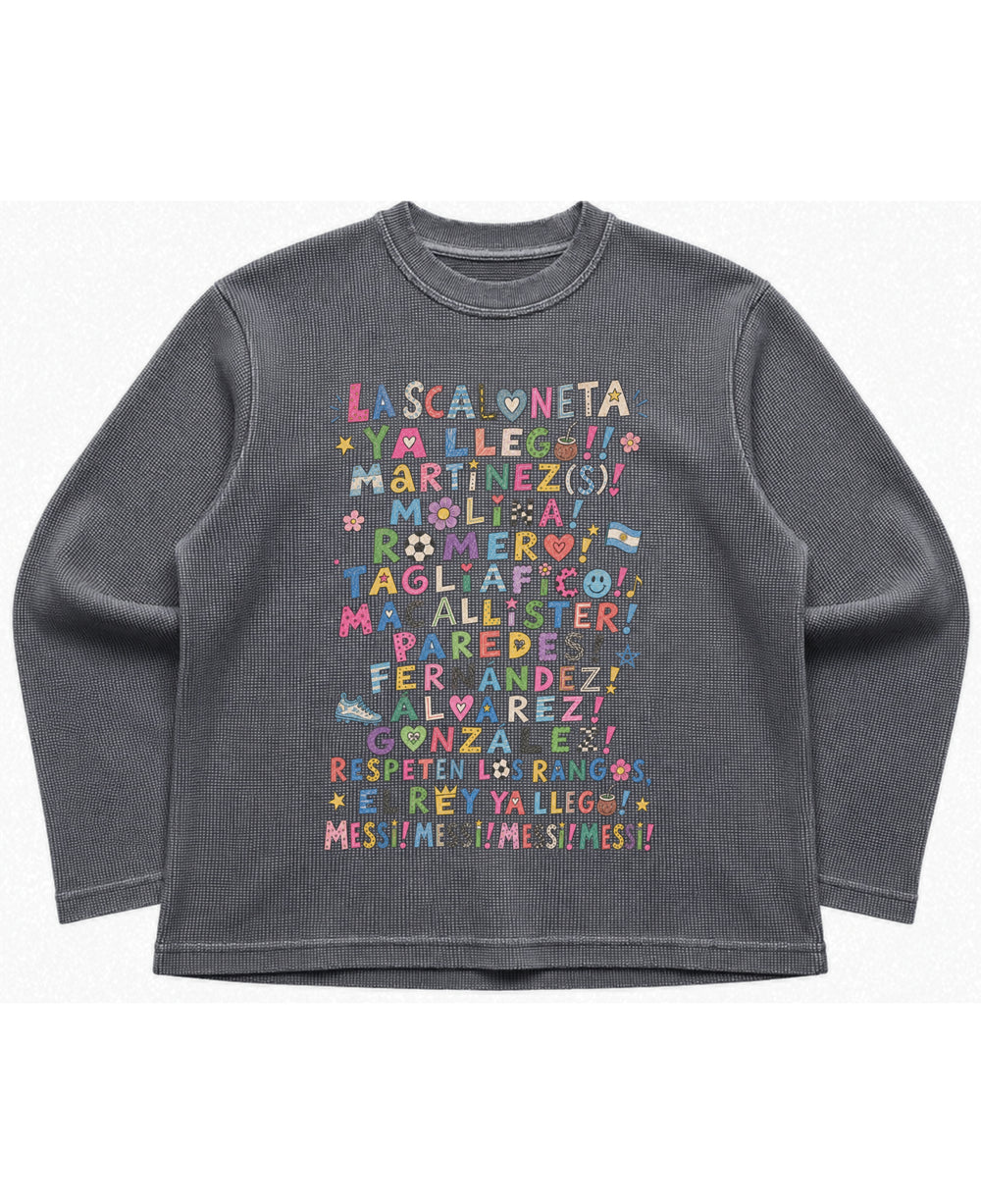 Acidwash waffle knit oversized full-sleeve Front Design