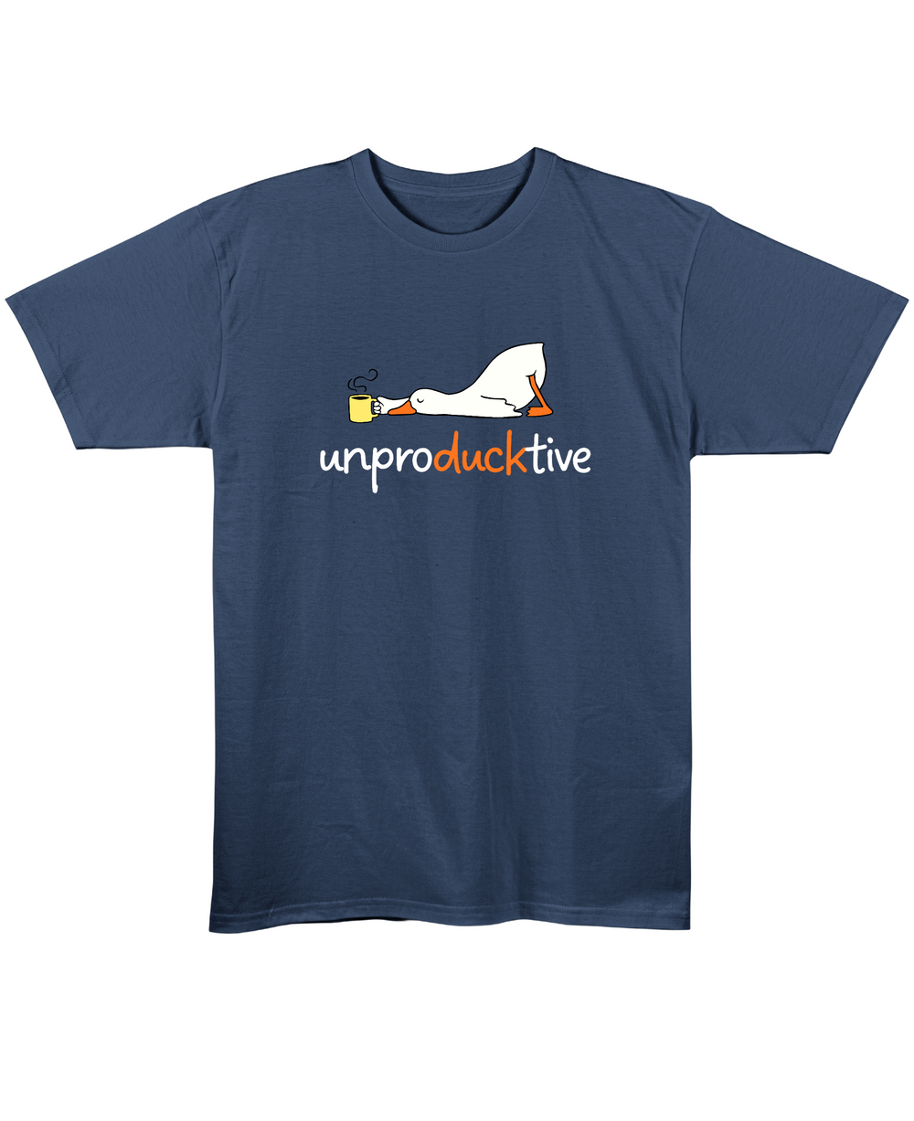 Unproductive - Regular Fit Unisex T-Shirt - Navy Blue Front