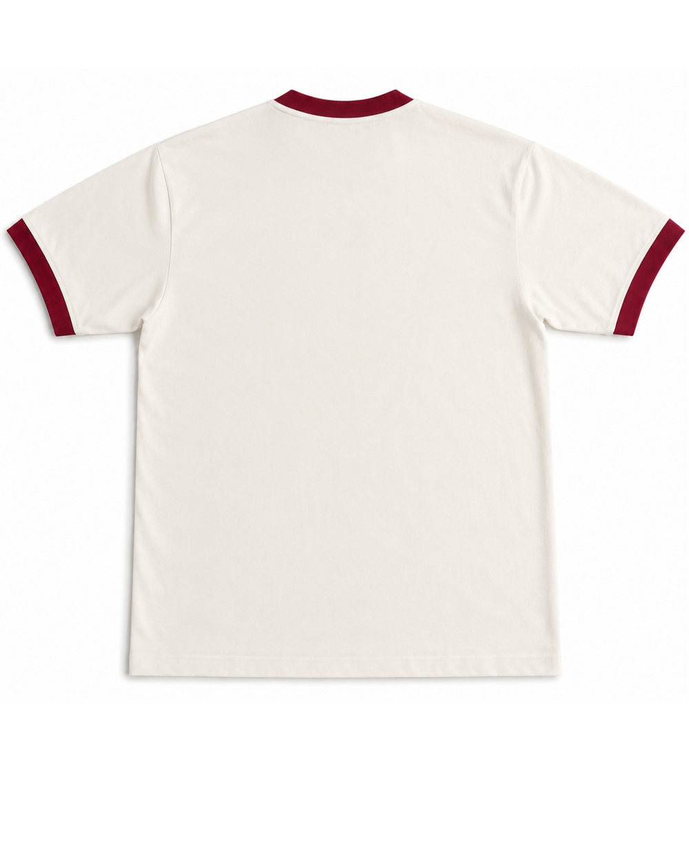 Off White Ringer T-Shirt - Off White & Maroon Ringer tee Back