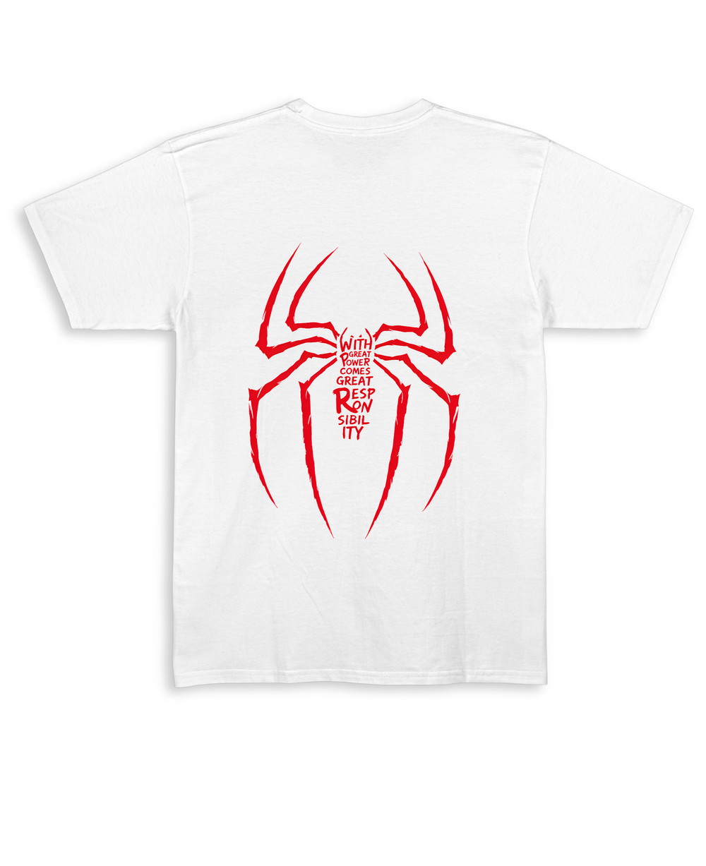 Great Power, Great Responsibility Spider Man – Couple Regular Fit T-shirt - White Back
