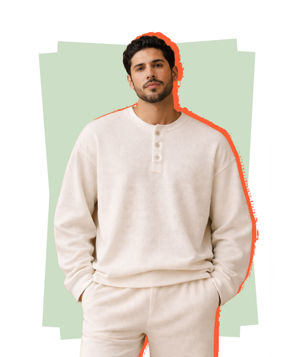 Henley Waffle Knit Full Sleeve