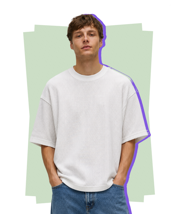 Waffle Knit Oversized Half Sleeve
