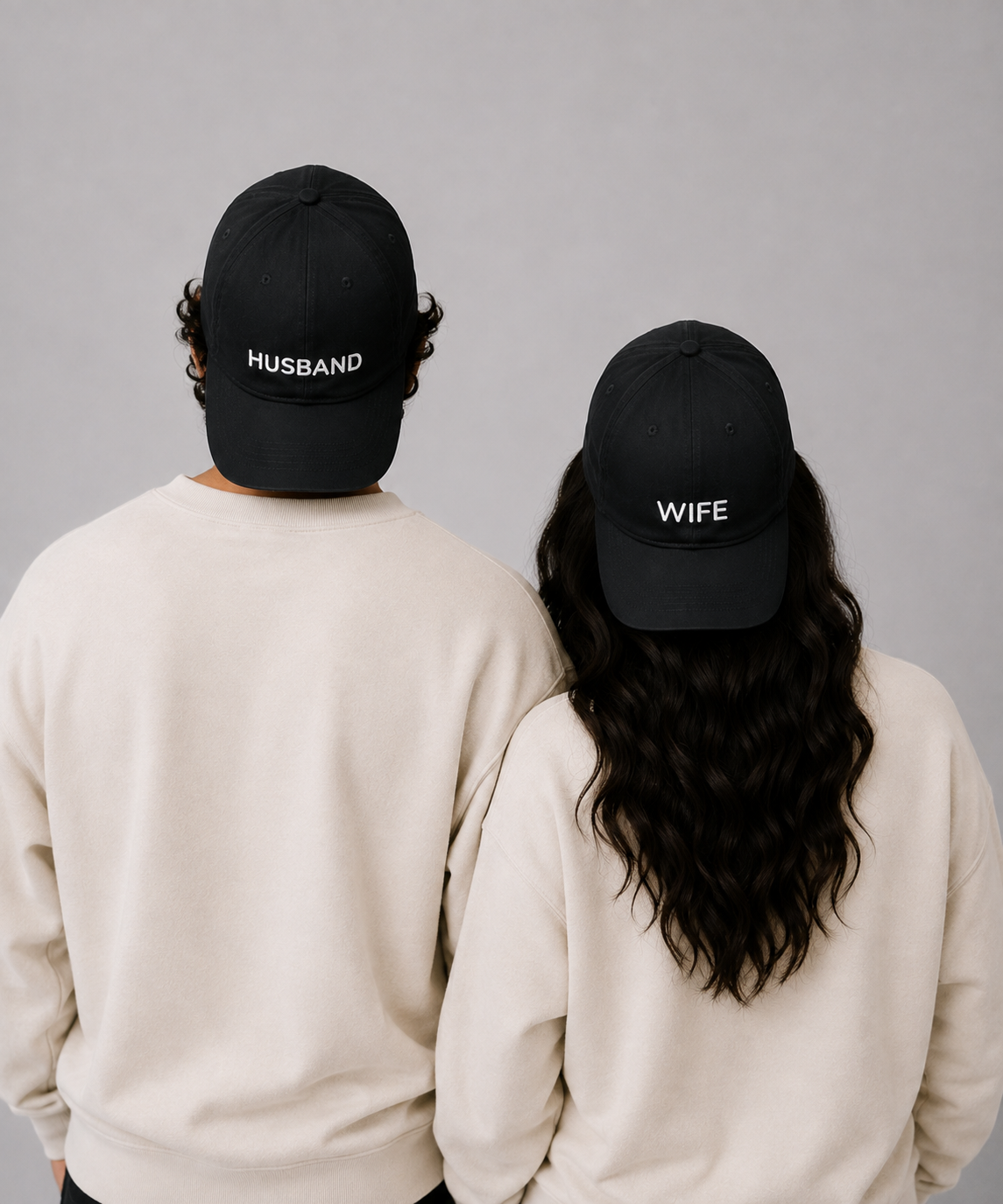 Husband & Wife – Embroidered Couple Caps Set of 2