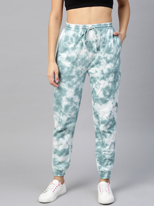 Women Turquoise Tie Die Joggers