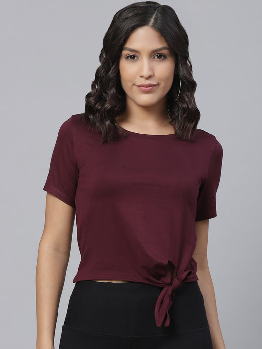 Women Side Knot Fitted Crop Top