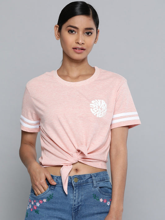 Women Front Knot Crop Top