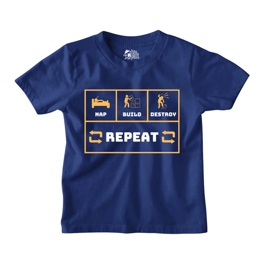 Nap Build Destroy Repeat Kids' T-Shirts for Nonstop Smiles!
