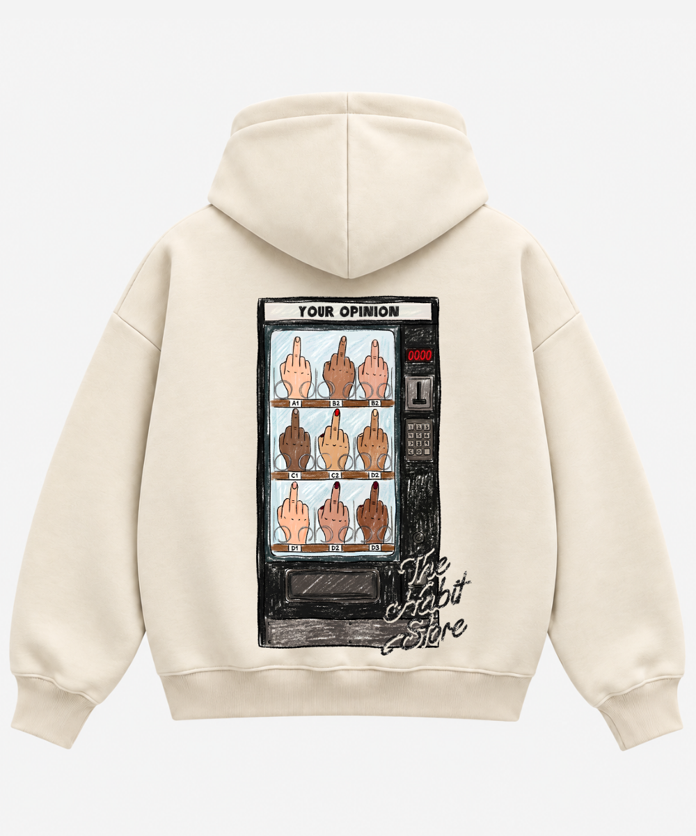 Your Opinion –Cream Boxy Hoodie – 100% Cotton Fleece