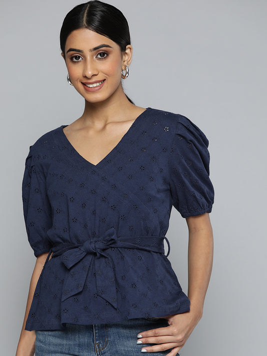 Women Schiffli Wrap Top